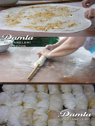 ev yapımı burmalı , trabzon burmalısı , trabzonda neyenir , trabzonun meşhur tatlısı ,burmalı , tatlıcılar , baklava , damla pastanesi , pastaneleri , evde burmalı tatlısı , cevizli burmalı